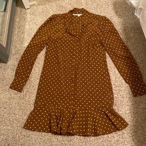 Veronica Beard silk brown polka dot dress